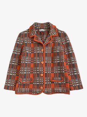 Vintage 60's Orange Grid Pattern Button-Up Wool Jacket by Sebastian